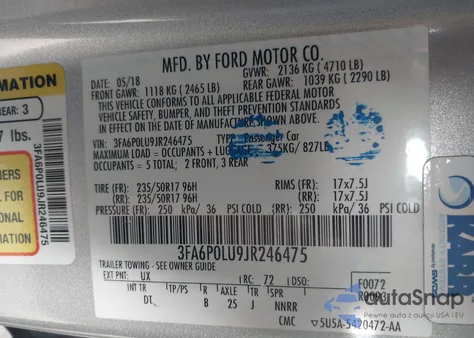 2018 Ford Fusion Hybrid Se from USA, damaged, VIN 3FA6P0LU9JR246475